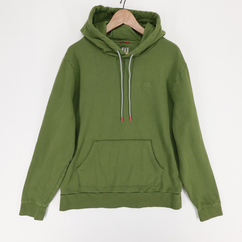 Topo Designs Hoodie Mens L Green Organic Cotton Pullover Sweatshirt Pocket